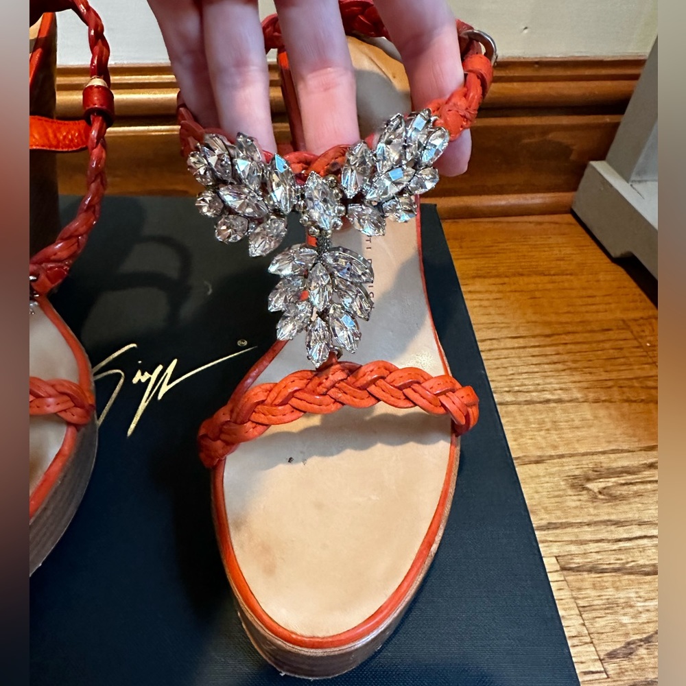 Orange wedges with gorgeous crystal embellishment